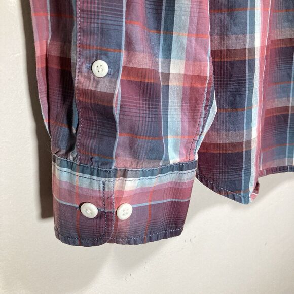Hawker Rye Button Down Shirt Mens Large Slim Fit Oxford Long Sleeve Preppy Plaid - Picture 6 of 9